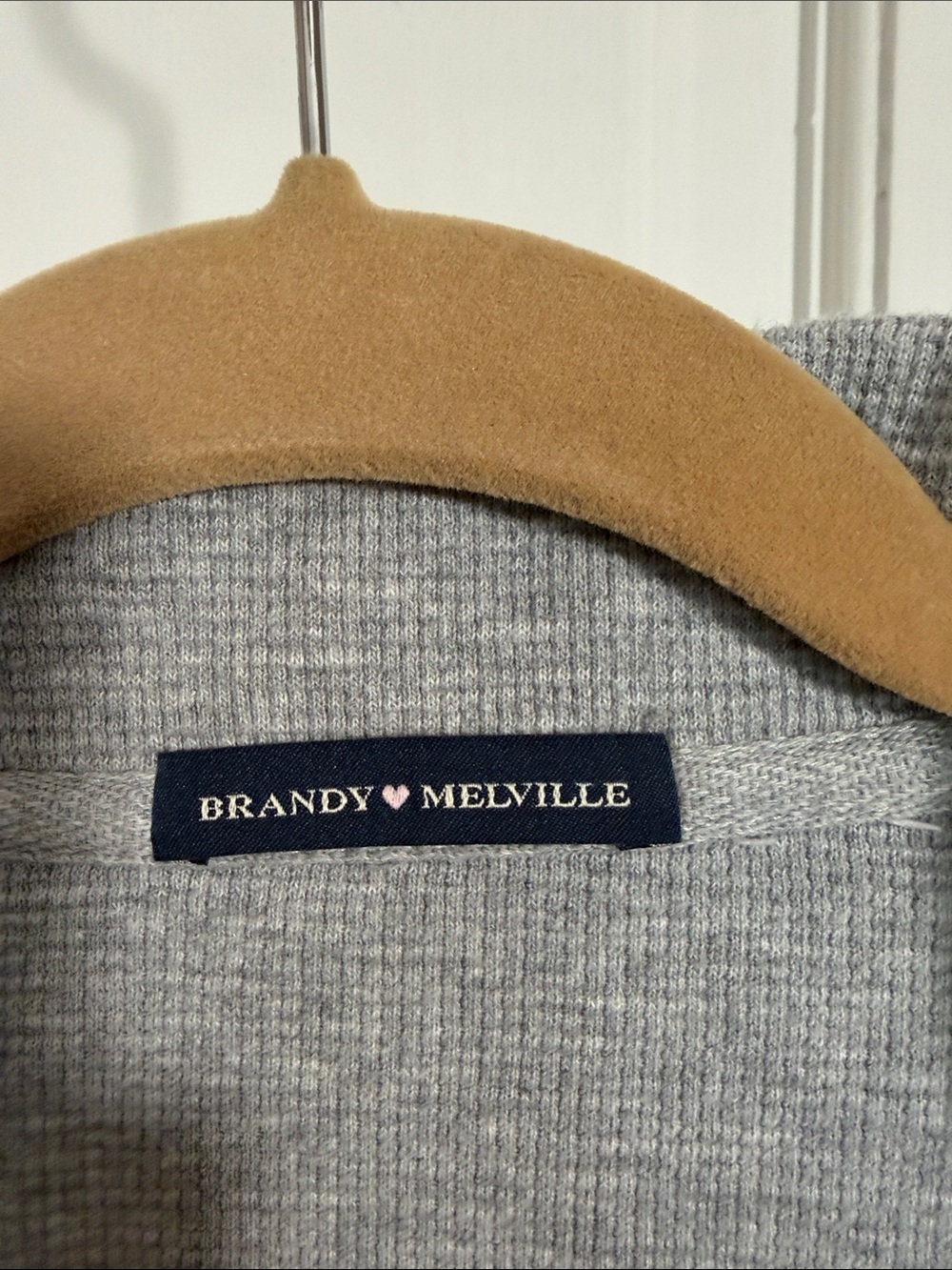 Brandy Melville Light Gray Quarter-Zip Long Sleeve Pullover - Picture 2 of 3